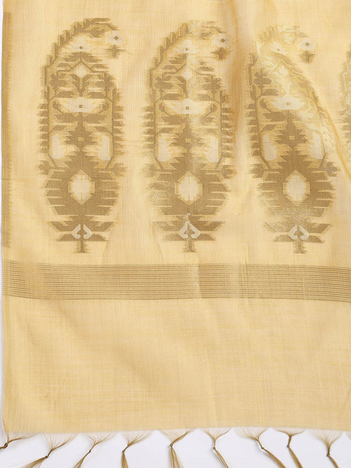 Jamdani Work Chanderi Unstitched Suit Piece With Dupatta