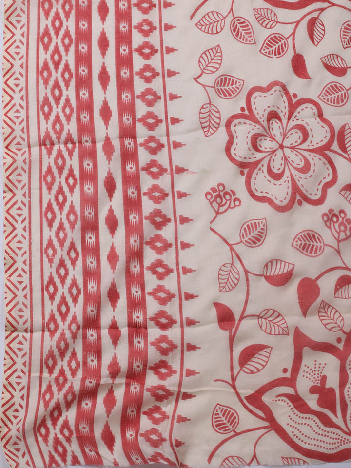Printed Cotton Blend Unstitched Suit With Dupatta