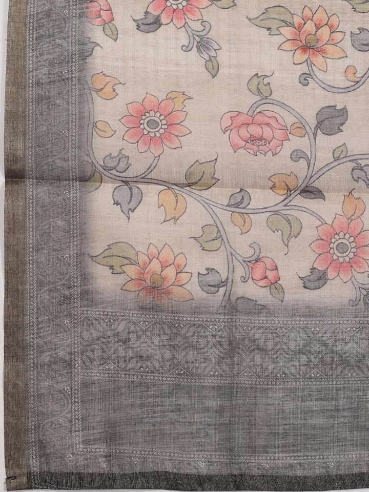 Neck Embroidery Chanderi Unstitched Suit Piece With Dupatta