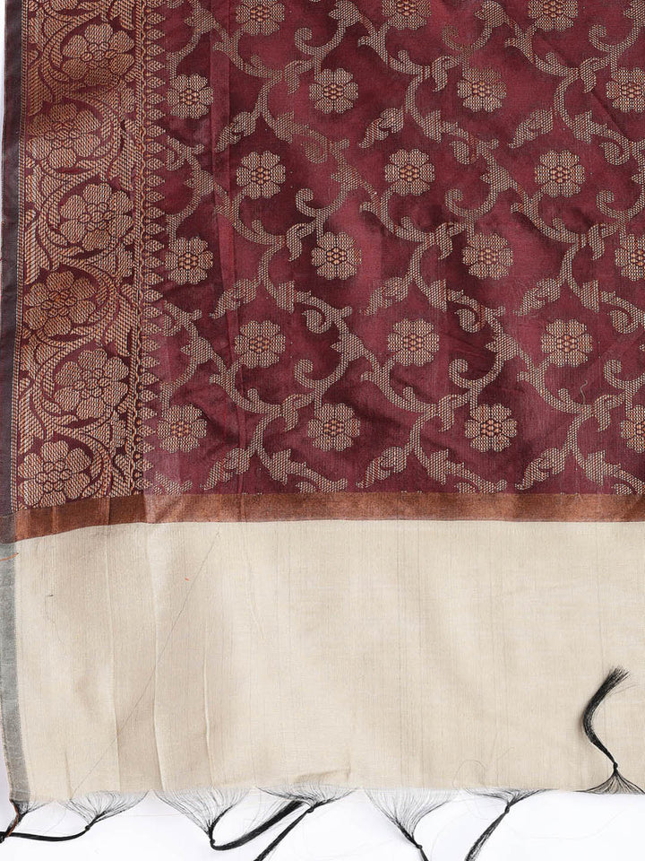 Woven Chanderi Unstitched Suit With Dupatta