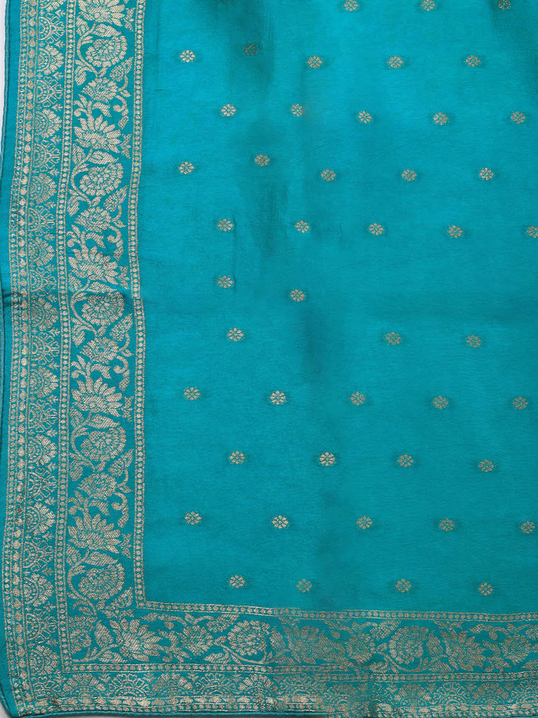 Embroidered Art Silk Unstitched Suit Piece With Dupatta
