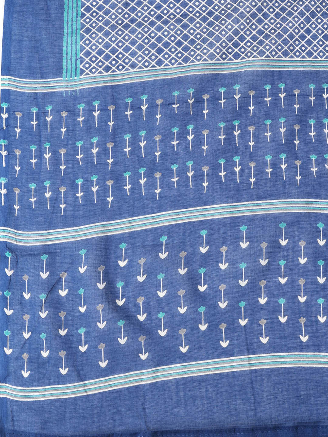Printed Cotton Blend Unstitched Suit With Dupatta