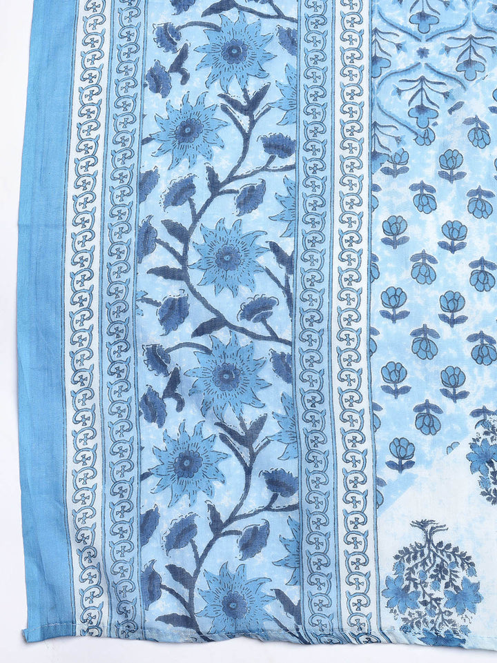 Printed Cotton Blend Unstitched Suit With Dupatta