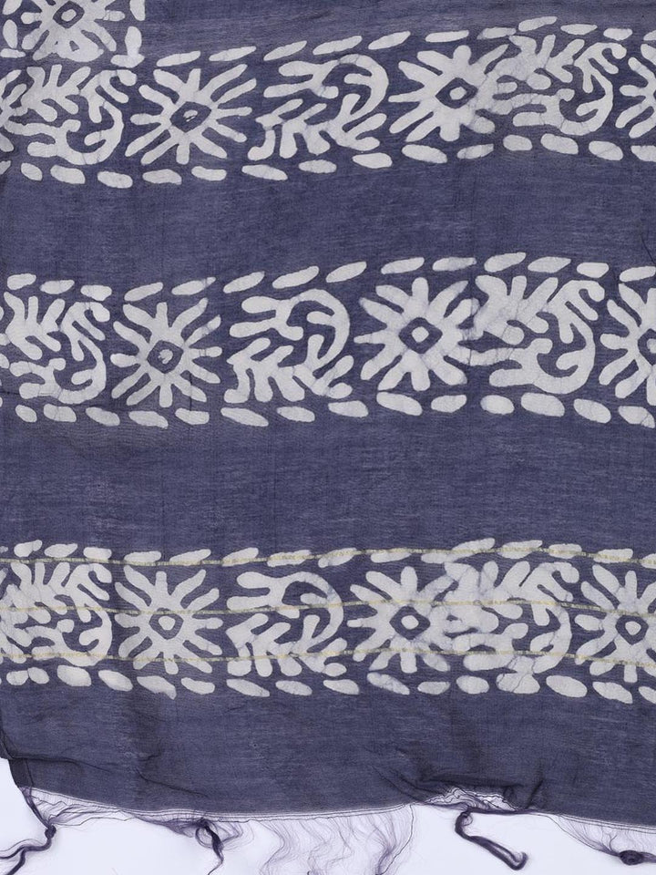 Schiffli Embroidery Cotton Blend Unstitched Suit With Dupatta