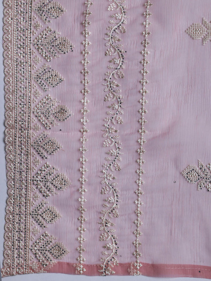 Embroidered Organza Unstitched Suit With Dupatta