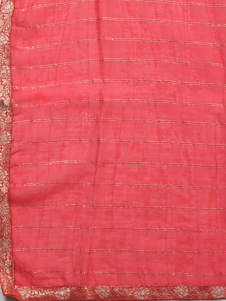 Neck Embroidered Chanderi Unstitched Suit Piece With Dupatta