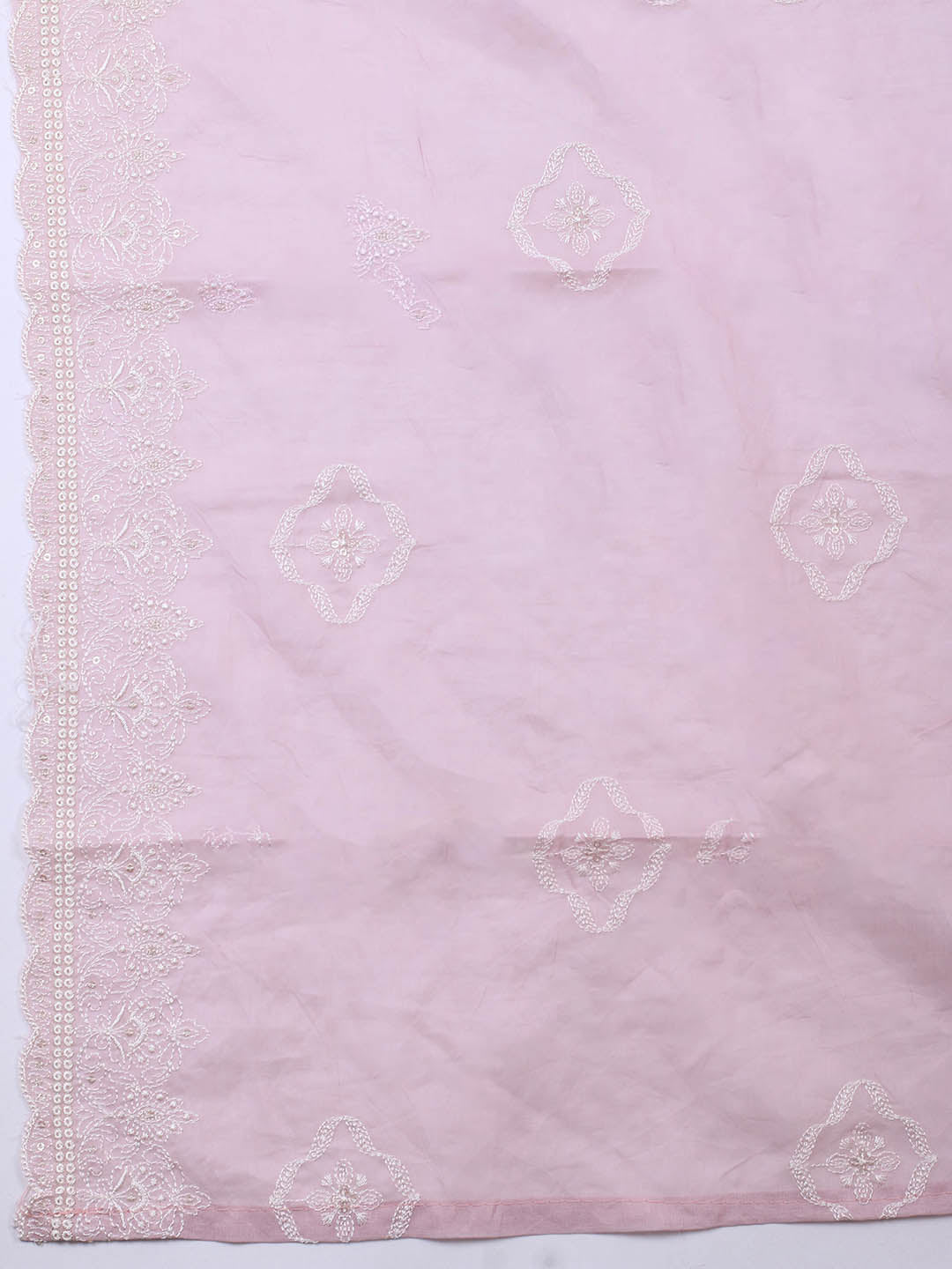 Embroidered Cotton Blend Unstitched Suit Piece With Dupatta