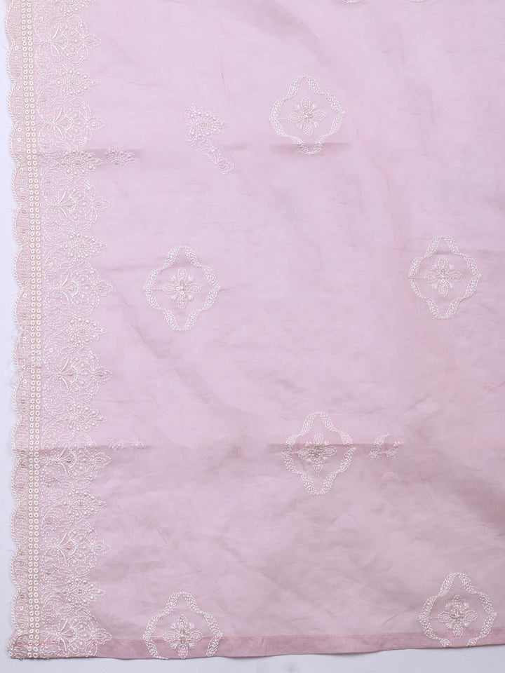 Embroidered Cotton Blend Unstitched Suit Piece With Dupatta