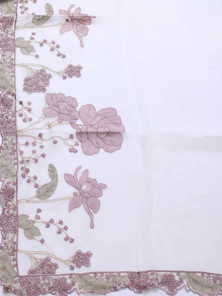 Embroidery Linen Unstitched Suit With Dupatta