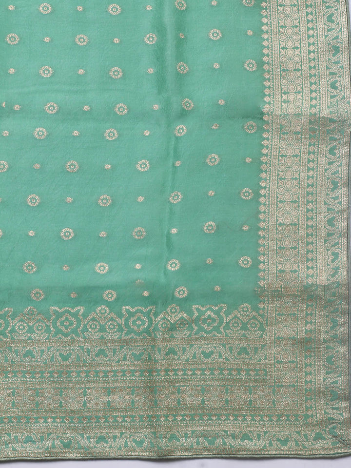 Embroidered Art Silk Unstitched Suit Piece With Dupatta