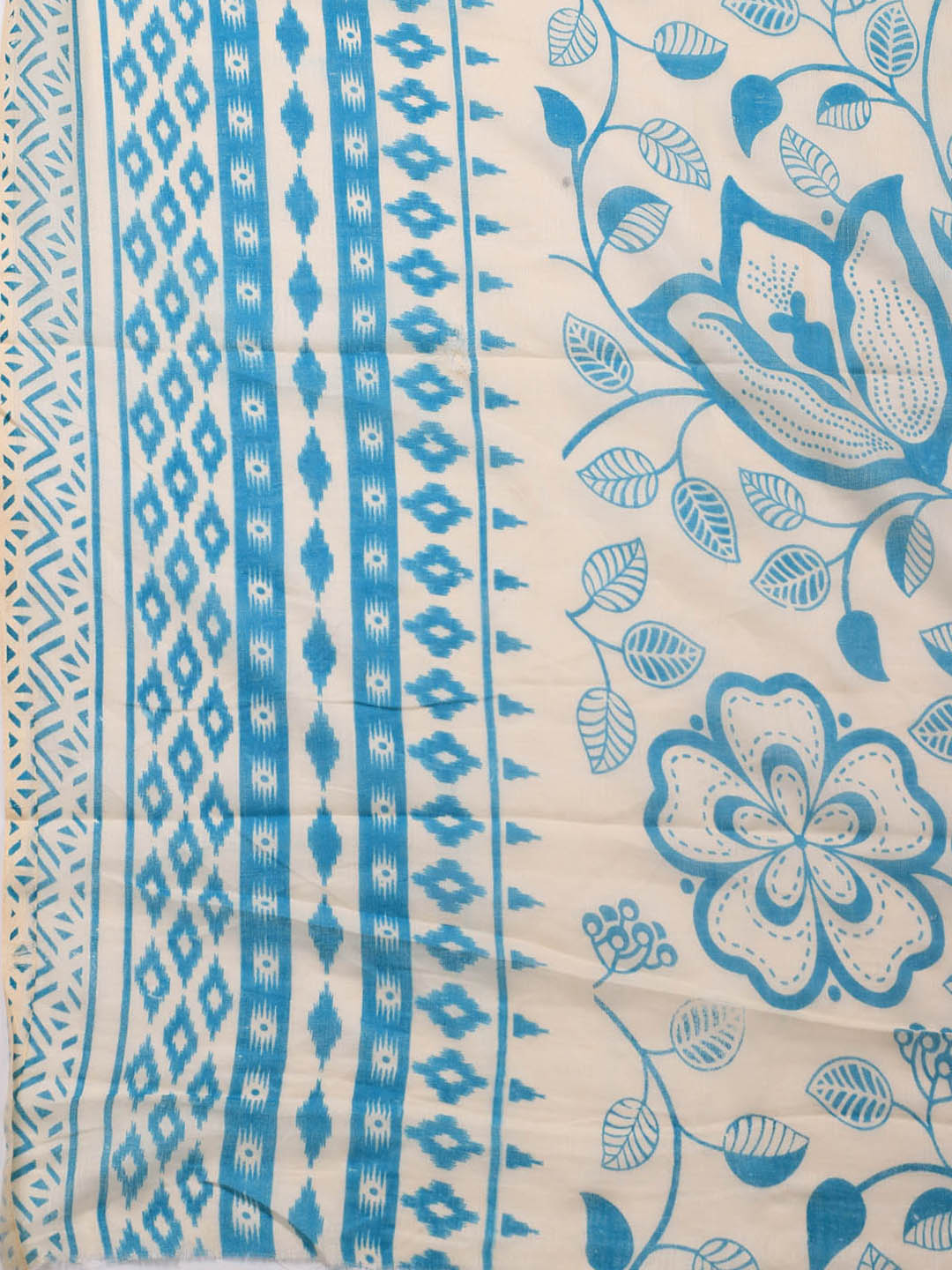 Printed Cotton Blend Unstitched Suit With Dupatta