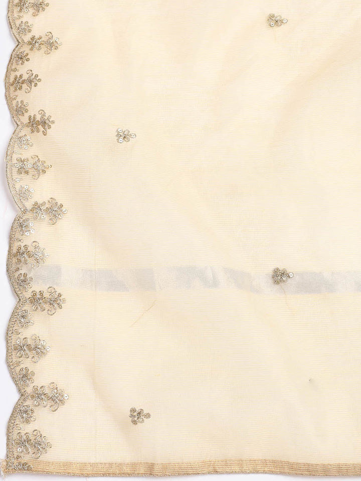 Embroidered Cotton Blend Unstitched Suit Piece With Dupatta