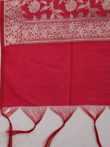 Woven Banarasi Chanderi Unstitched Suit With Dupatta