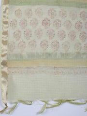 Neck Work Cotton Blend Unstitched Suit With Dupatta
