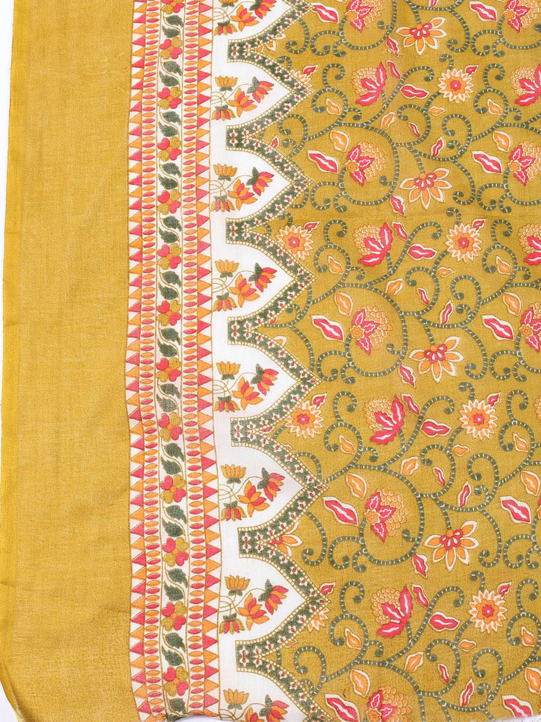 Printed Cotton Blend Unstitched Suit With Dupatta
