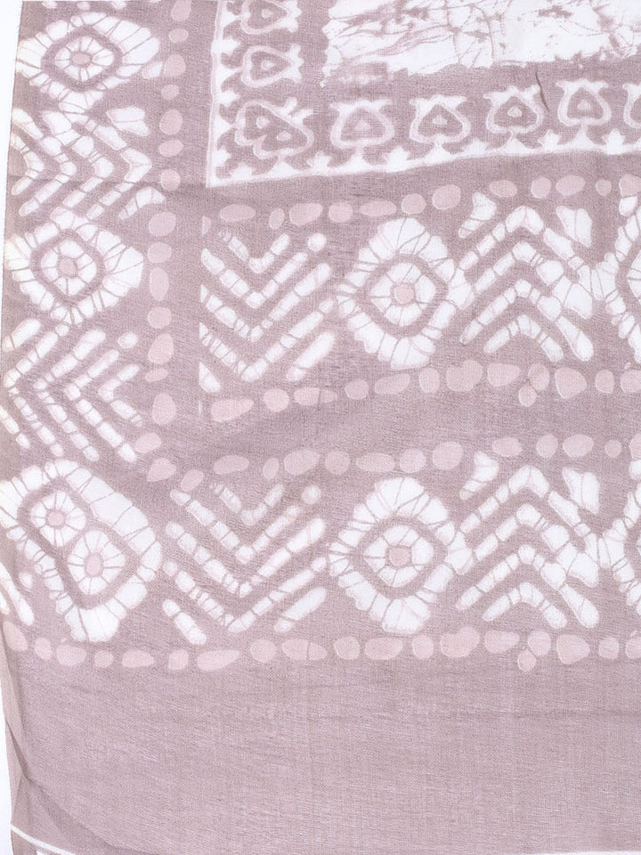 Printed Cotton Blend Unstitched Suit With Dupatta