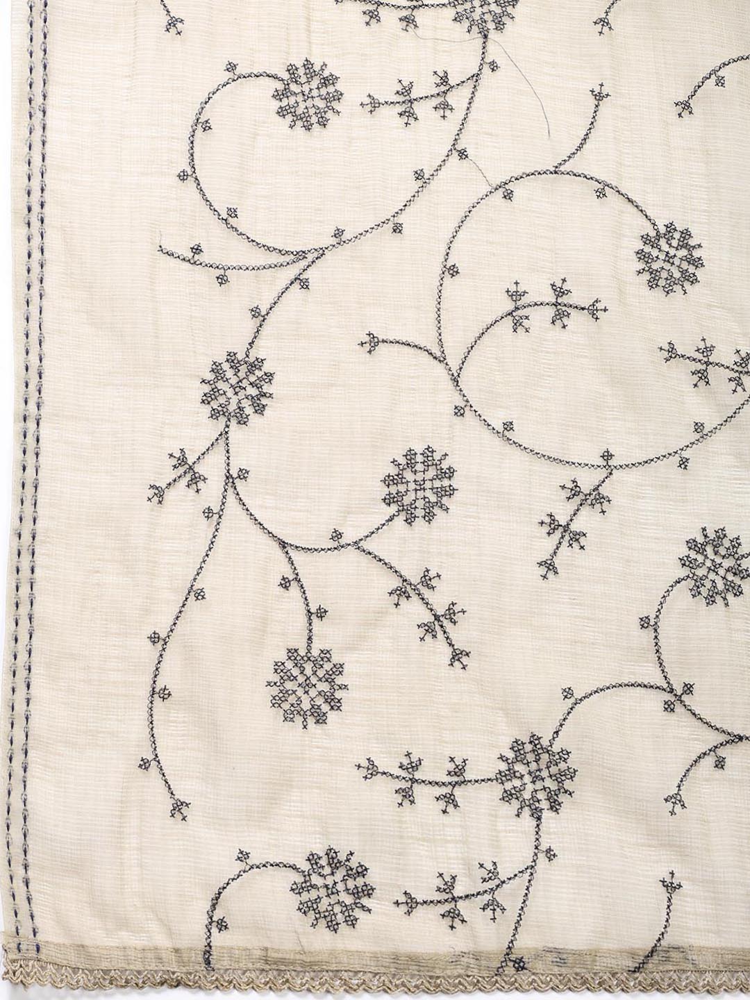 Neck Embroidered Cotton Blend Unstitched Suit Piece With Dupatta