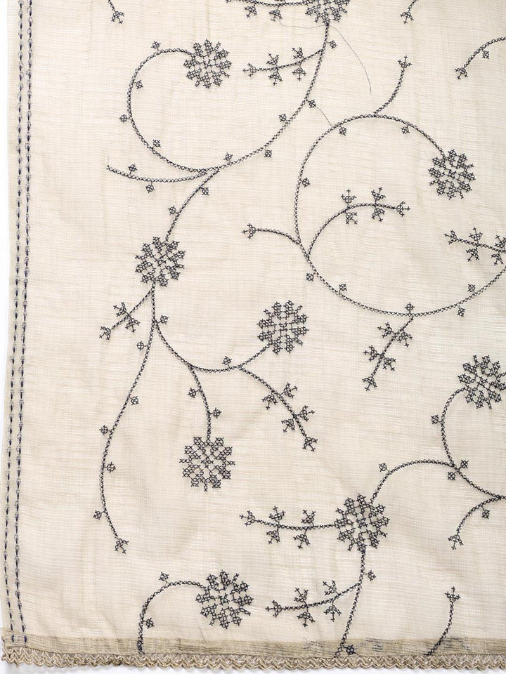 Neck Embroidered Cotton Blend Unstitched Suit Piece With Dupatta