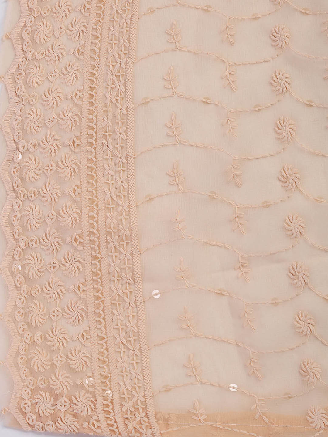 Chiken Work Georgette Unstitched Suit With Dupatta