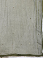 Neck Embroidered Chanderi Unstitched Suit With Dupatta
