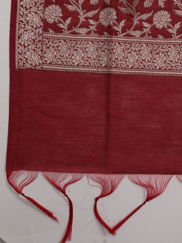 Woven Banarasi Chanderi Unstitched Suit With Dupatta