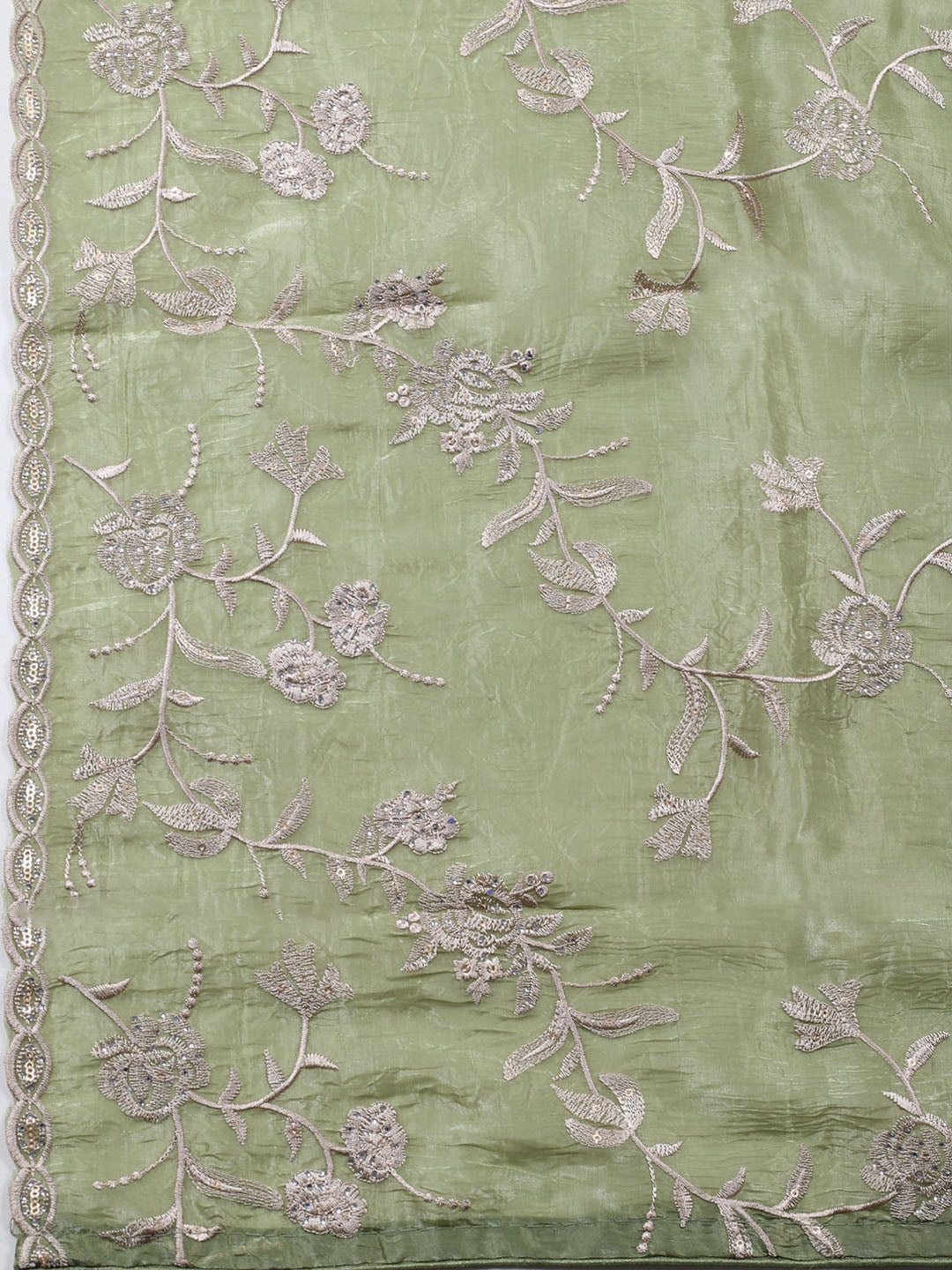 Embroidery Tissue Unstitched Suit Piece With Dupatta