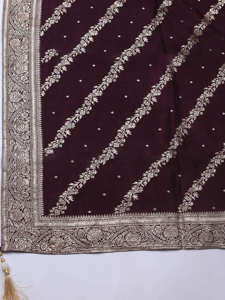 Embroidery Chanderi Unstitched Suit With Dupatta