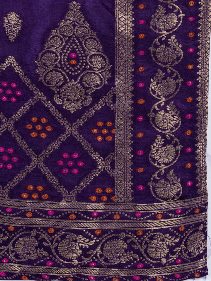 Neck Embroidered Chanderi Unstitched Suit Piece With Dupatta