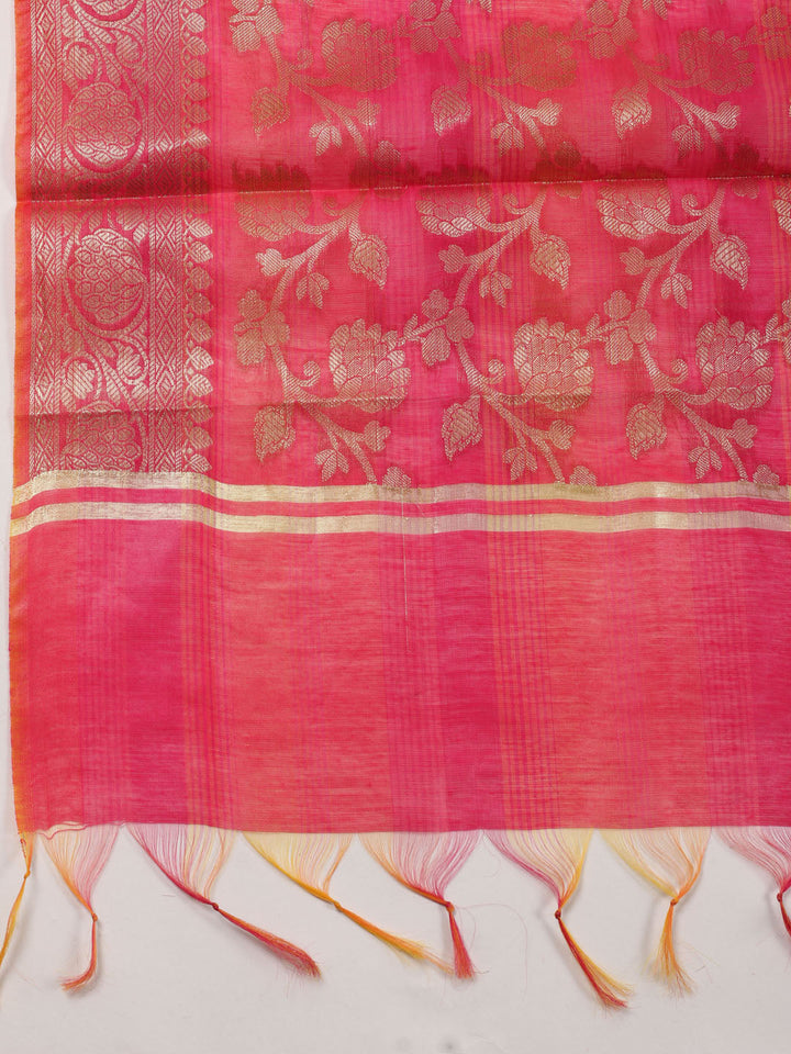 Woven Design Chanderi Unstitched Suit With Dupatta