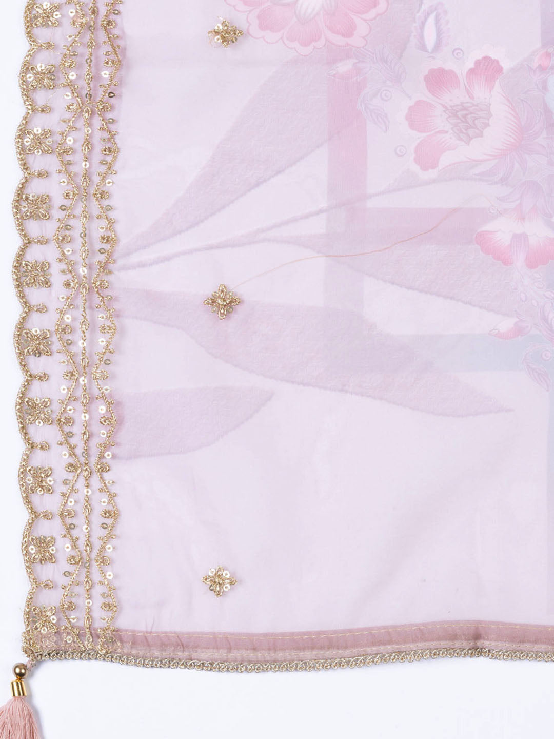 Neck Embroidered Tissue Unstitched Suit Piece With Dupatta