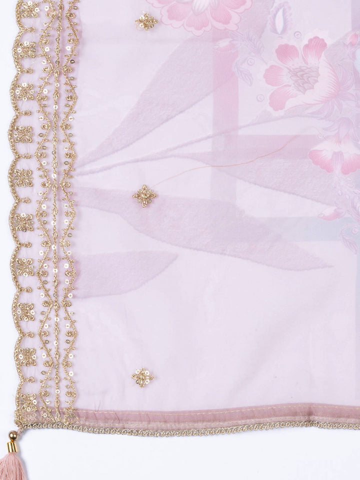 Neck Embroidered Tissue Unstitched Suit Piece With Dupatta