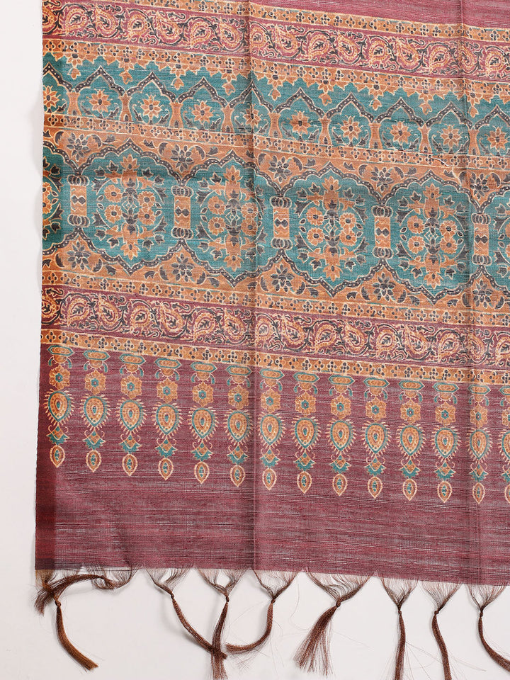Neck Embroidered Chanderi Unstitched Suit With Dupatta