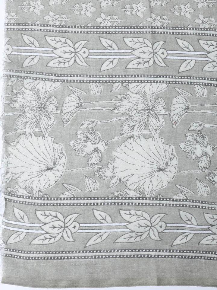 Neck Woek Cotton Blend Unstitched Suit With Dupatta