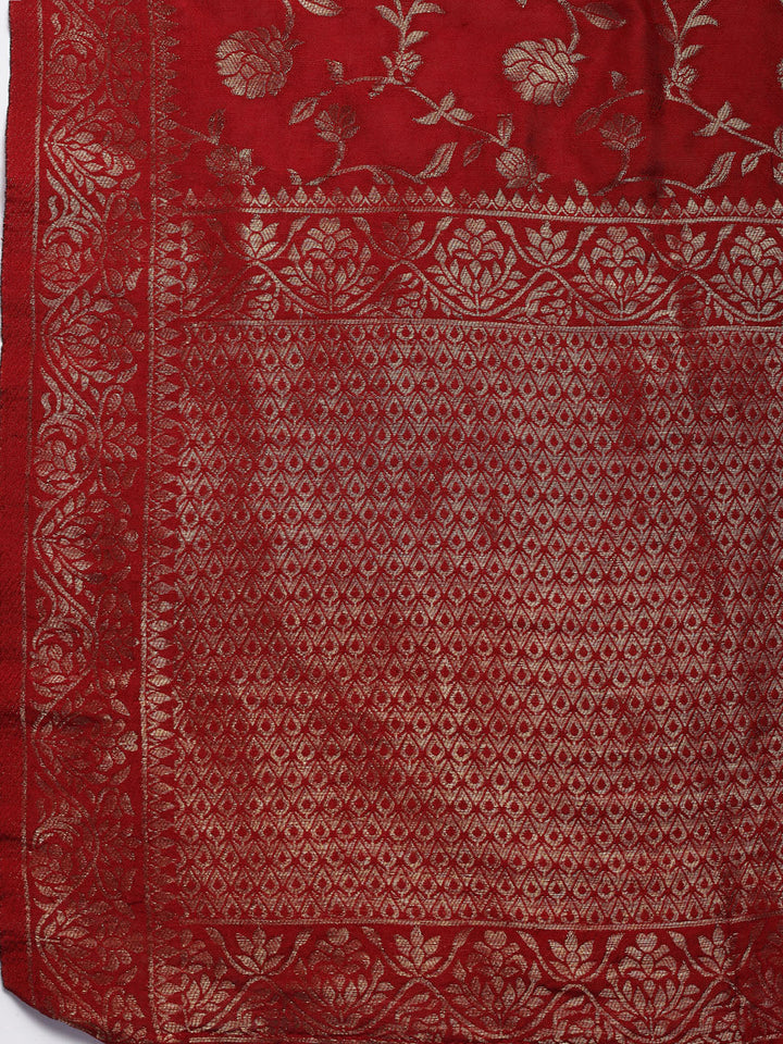 Embroidered Chanderi Unstitched Suit Piece With Dupatta