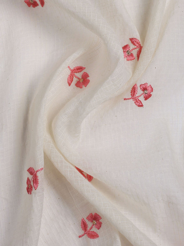 Neck Embroidered Cotton Blend Unstitched Suit Piece With Dupatta