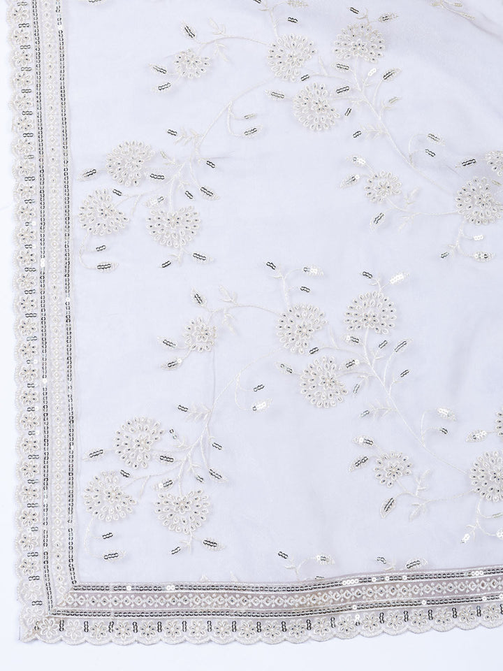 Embroidered Organza Unstitched Suit With Dupatta