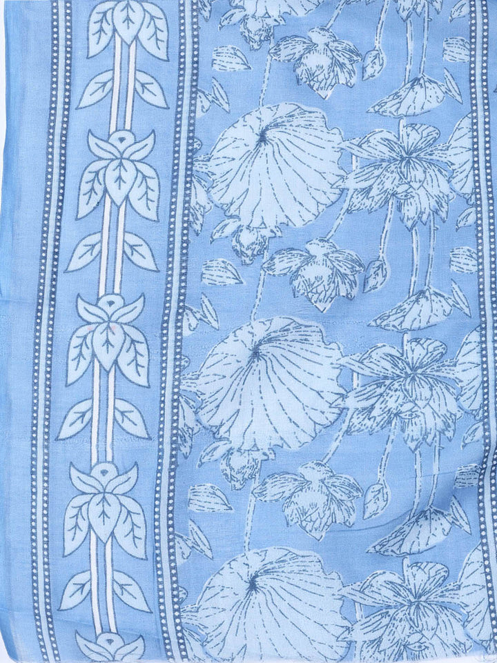 Neck Woek Cotton Blend Unstitched Suit With Dupatta
