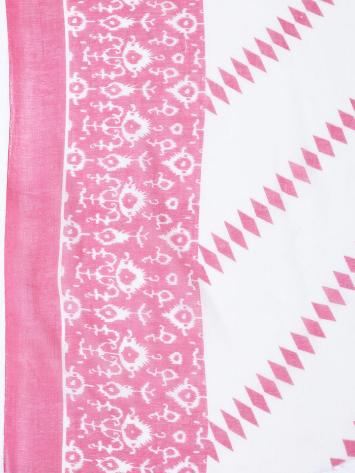 Printed Cotton Blend Unstitched Suit With Dupatta