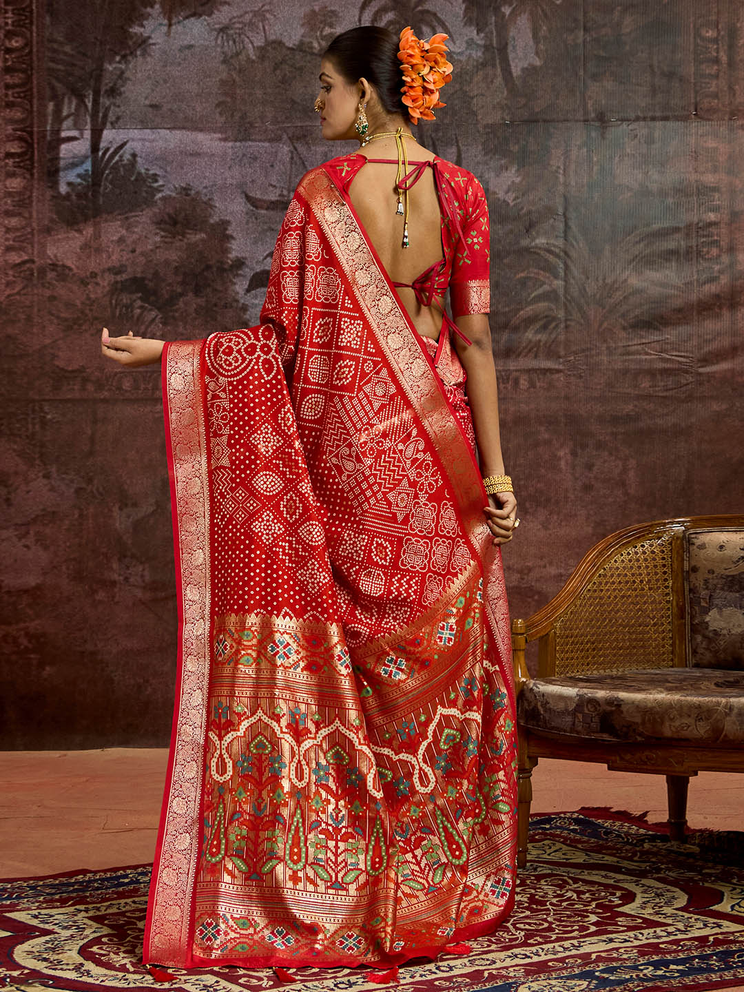 Bandhani Printed Art Silk Saree