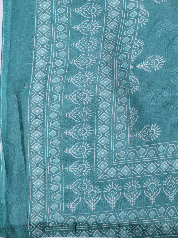 Neck Work Cotton Blend Unstitched Suit With Dupatta