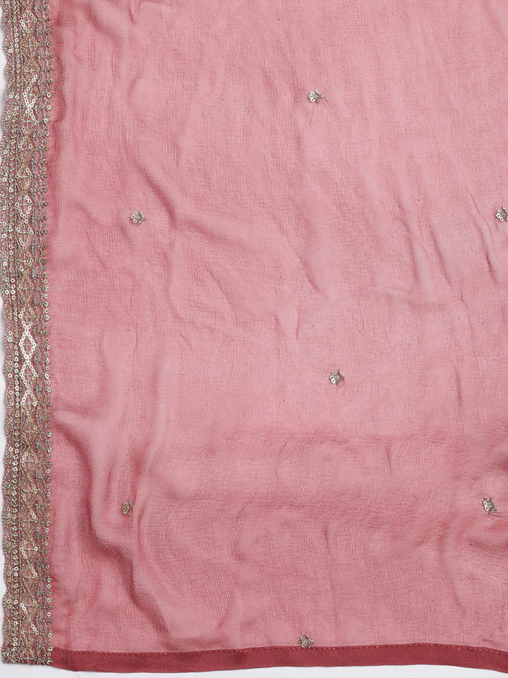 Patch Neck Art Silk Unstitched Suit With Dupatta