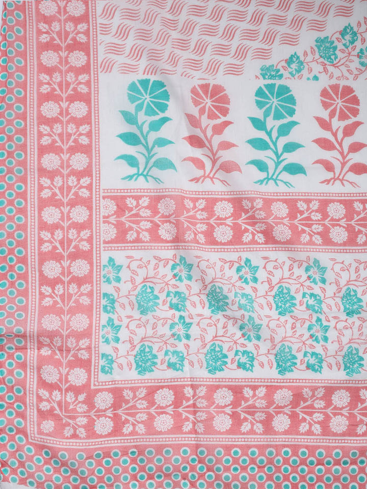 Printed Cotton Blend Unstitched Suit With Dupatta