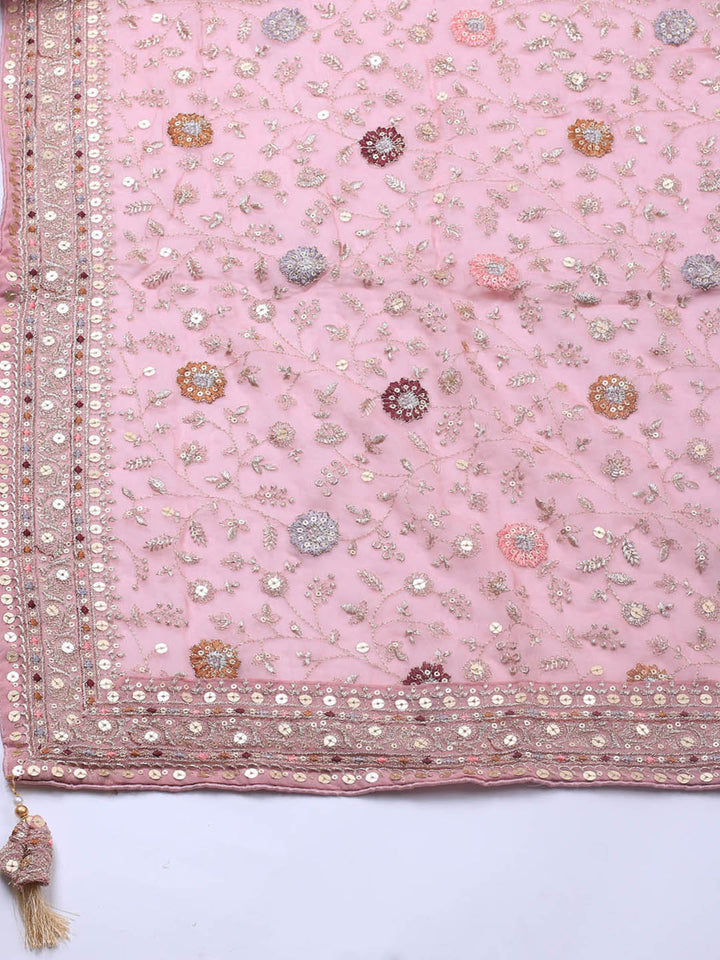 Embroidered Georgette Unstitched Suit Piece With Dupatta