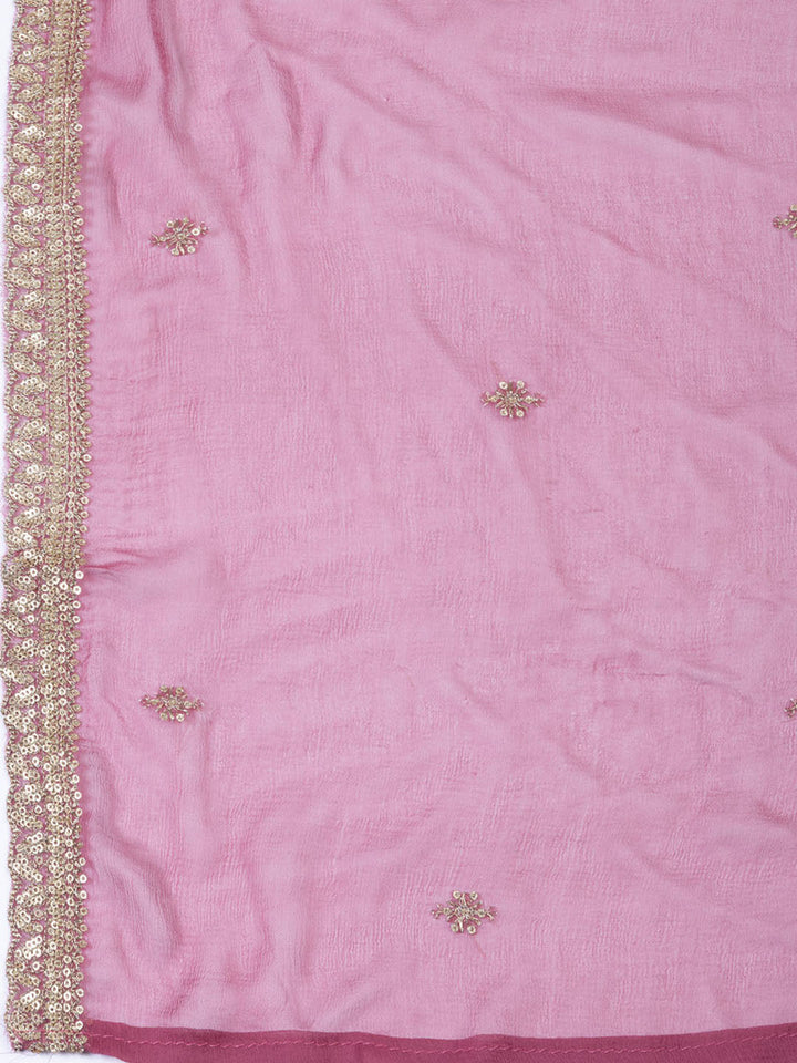 Neck Embroidered Tissue Unstitched Suit With Dupatta