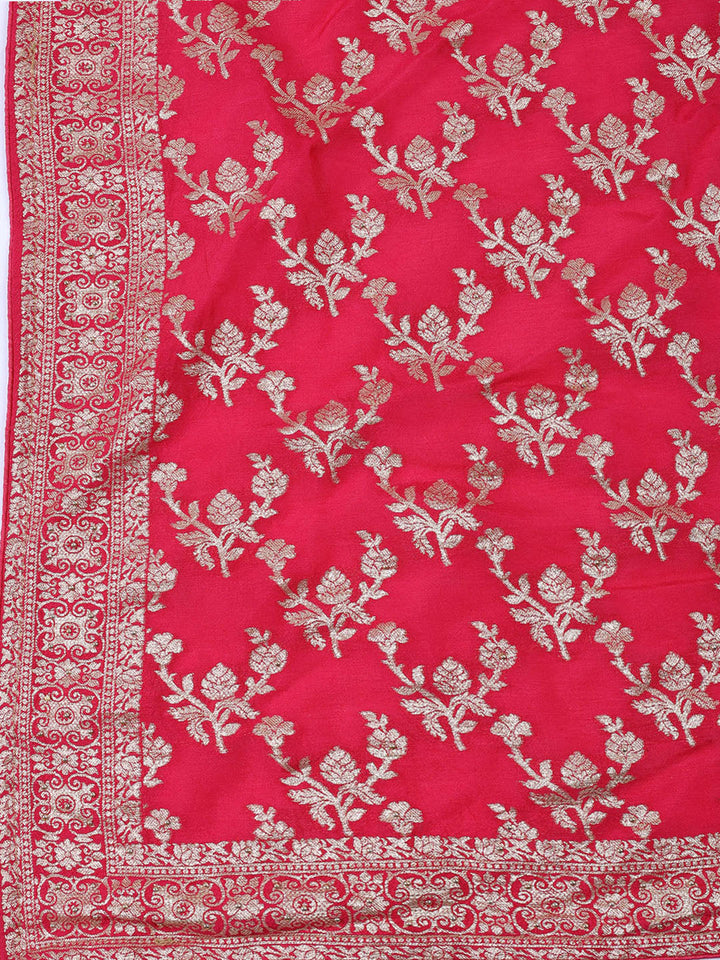 Woven Art Silk Unstitched Suit Piece With Dupatta