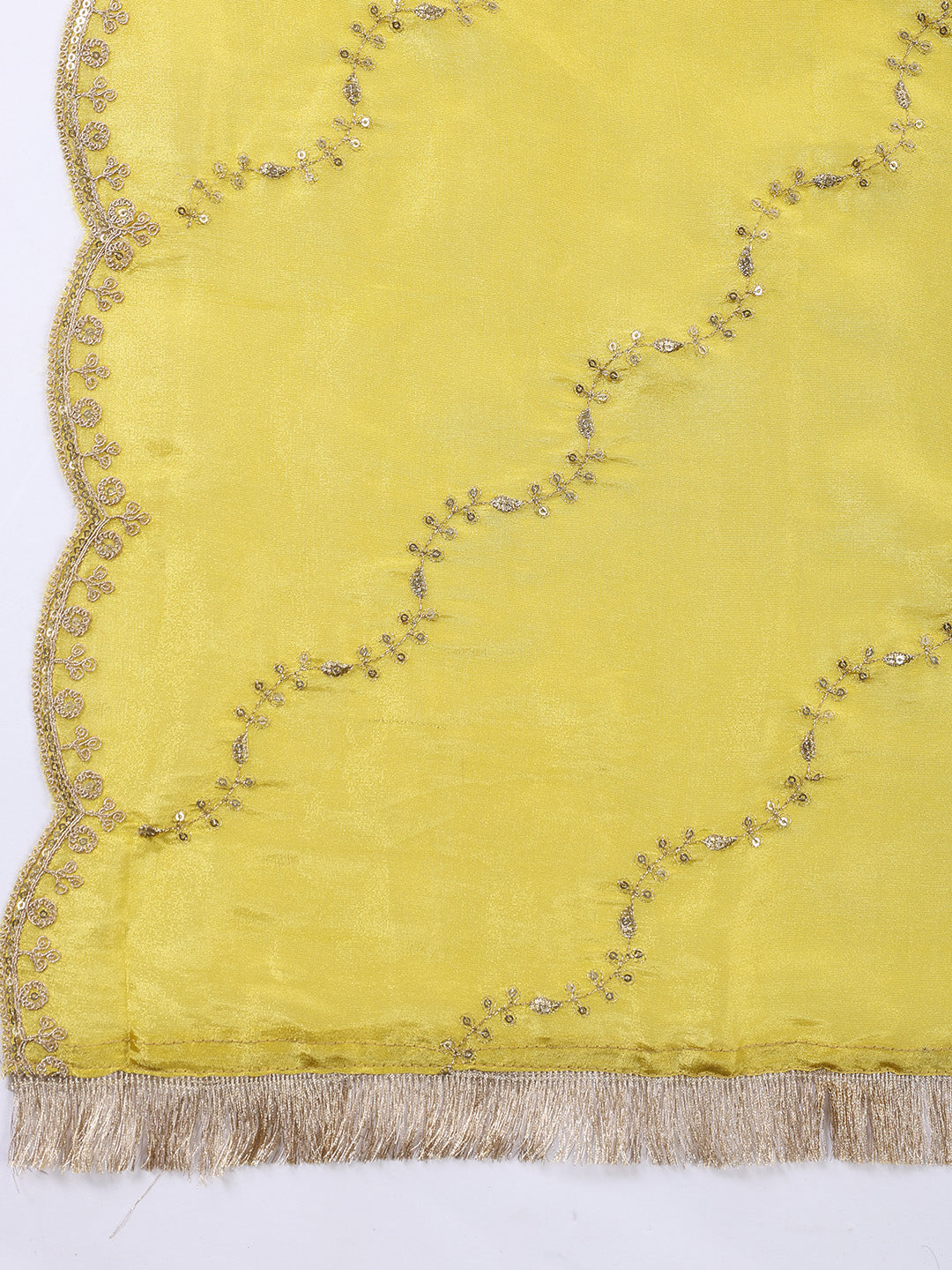 Neck Embroidered Tissue Unstitched Suit With Dupatta