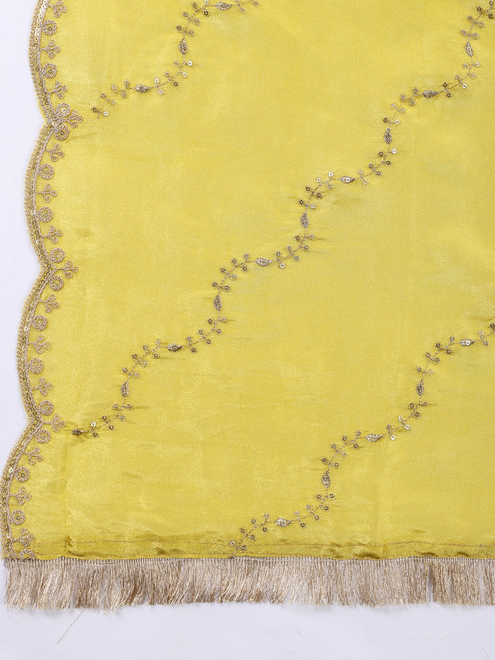 Neck Embroidered Tissue Unstitched Suit With Dupatta