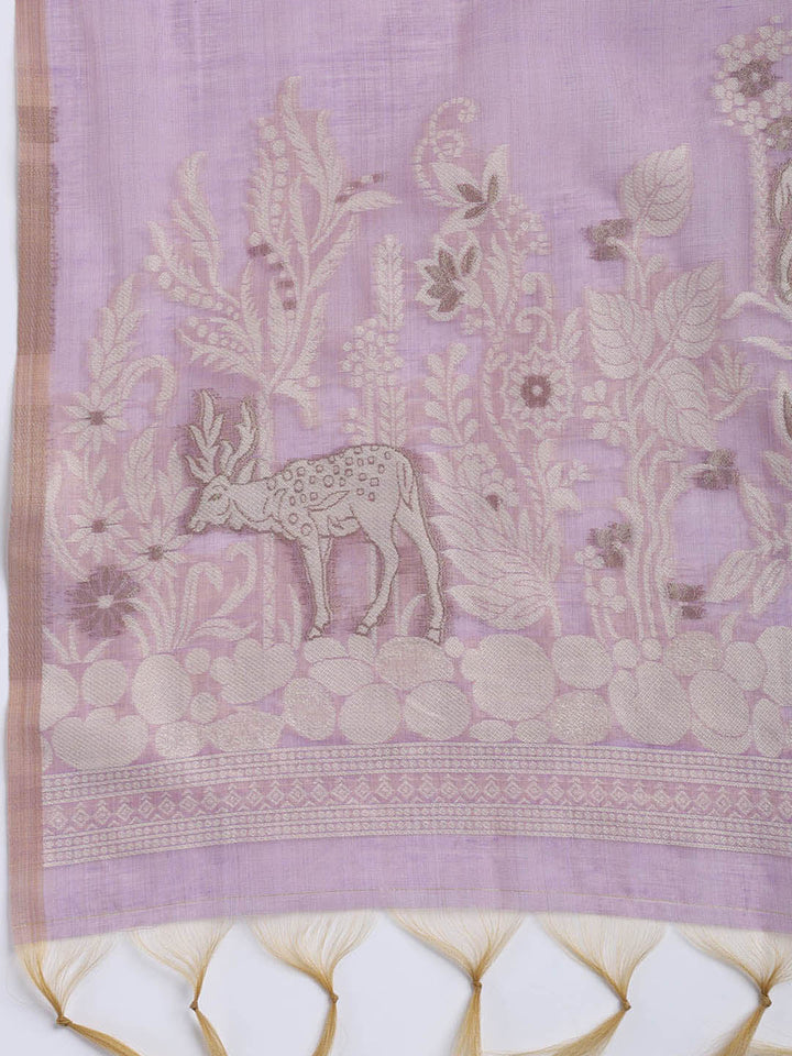 Woven Chanderi Unstitched Suit With Dupatta
