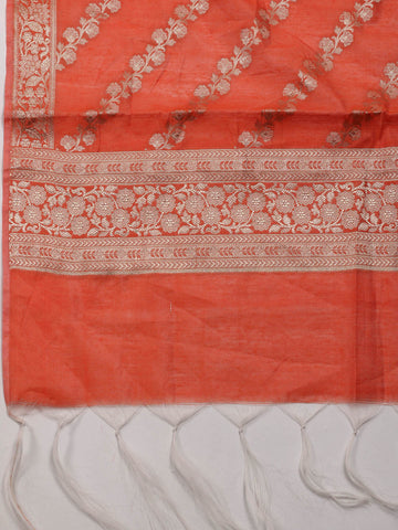 Ethnic Motifs Woven Chanderi Unstitched Suit With Dupatta