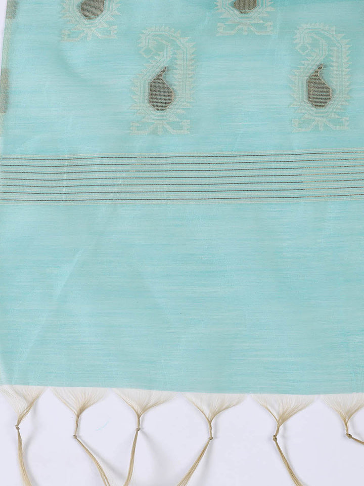 Jamdani Work Chanderi Unstitched Suit Piece With Dupatta